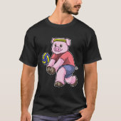 Schwein beim Sport mit Volleyball T-Shirt (Vorderseite)
