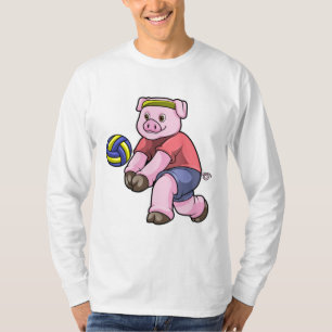 Schwein beim Sport mit Volleyball T-Shirt