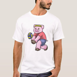Schwein beim Sport mit Volleyball T-Shirt