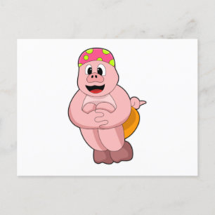 Schwein beim Sprung ins Wasser Postkarte