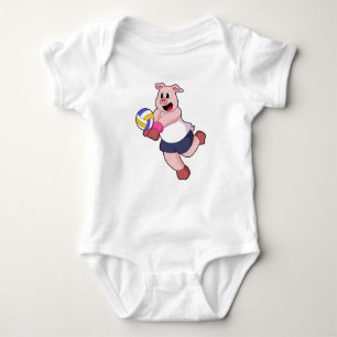Schwein beim Volleyball-Sport Baby Strampler