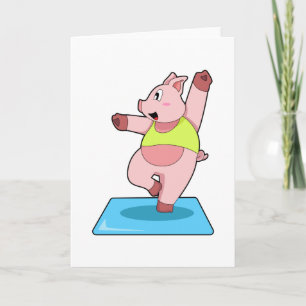 Schwein beim Yoga-Fitness Karte