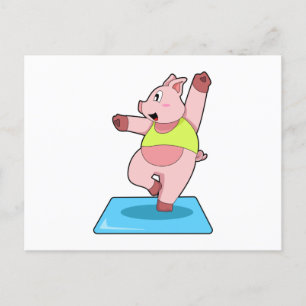 Schwein beim Yoga-Fitness Postkarte