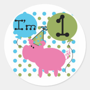 Schwein bin ich die 1 Geburtstags-T-Shirts und die Runder Aufkleber