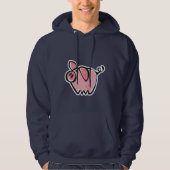 Schwein; Blau Hoodie (Vorderseite)