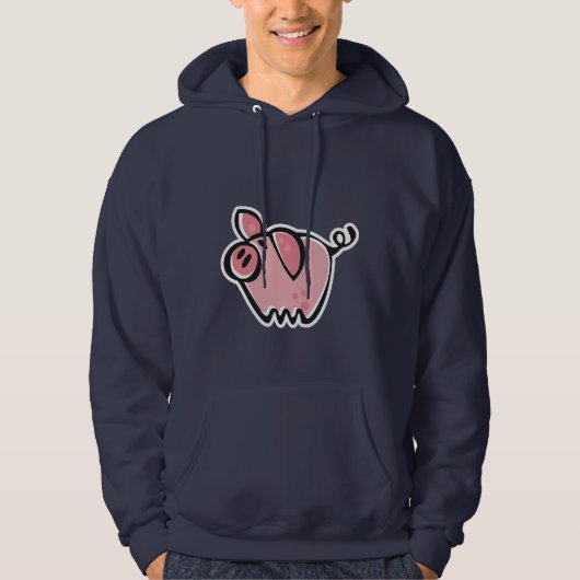 Schwein; Blau Hoodie (Vorderseite)