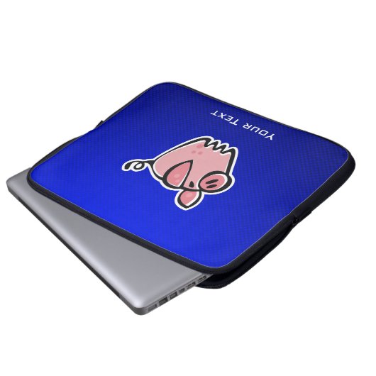 Schwein; Blau Laptopschutzhülle (Vorne Knopf)