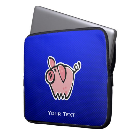 Schwein; Blau Laptopschutzhülle (Vorderseite Links)