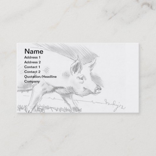 Schwein-Bleistift, der Skizze-Bauern zeichnet Visitenkarte (Vorderseite)