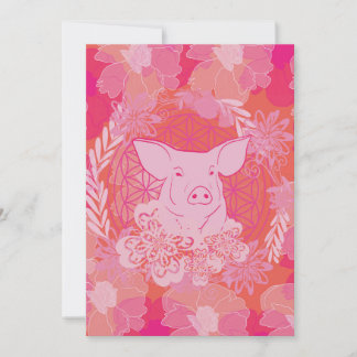 Schwein, Blume des Lebens, blau, mandala,zen,chakr Einladung