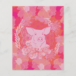 Schwein, Blume des Lebens, blau, mandala,zen,chakr Flyer