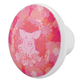 Schwein, Blume des Lebens, blau, mandala,zen,chakr Keramikknauf (Rechts)