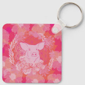 Schwein, Blume des Lebens, blau, mandala,zen,chakr Schlüsselanhänger (Rückseite)