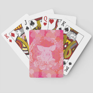 Schwein, Blume des Lebens, blau, mandala,zen,chakr Spielkarten