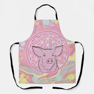 Schwein, Blume des Lebens, Rose, Mandala, Zen, Cha Schürze