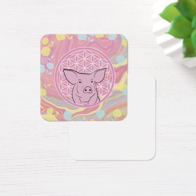 Schwein, Blume des Lebens, Rose, Mandala,Zen,Chakr (Schreibtisch)