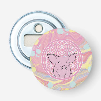 Schwein, Blume des Lebens, Rose, Mandala,Zen,Chakr Flaschenöffner