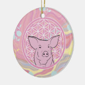 Schwein, Blume des Lebens, Rose, Mandala,Zen,Chakr Keramik Ornament (Links)