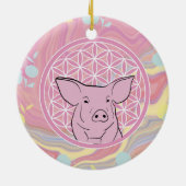 Schwein, Blume des Lebens, Rose, Mandala,Zen,Chakr Keramik Ornament (Hinten)