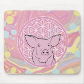 Schwein, Blume des Lebens, Rose, Mandala,Zen,Chakr Mousepad (Vorne)