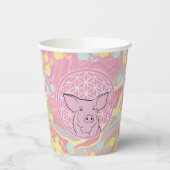 Schwein, Blume des Lebens, Rose, Mandala,Zen,Chakr Pappbecher (Links)