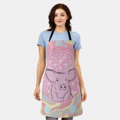 Schwein, Blume des Lebens, Rose, Mandala,Zen,Chakr Schürze (Getragen)