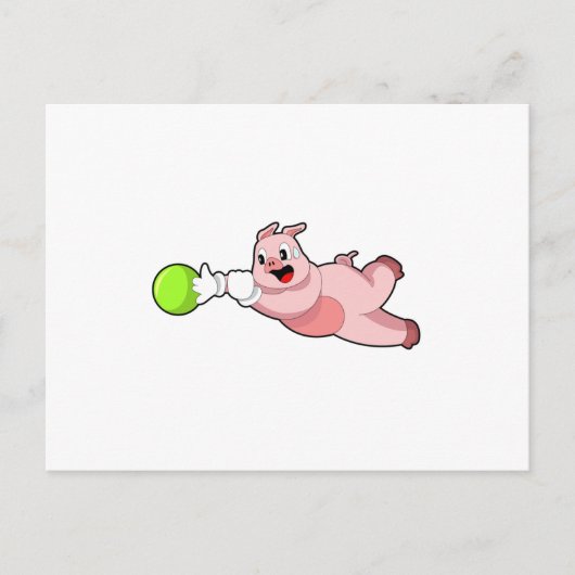 Schwein Bowling Bowlingkugel Postkarte (Vorderseite)