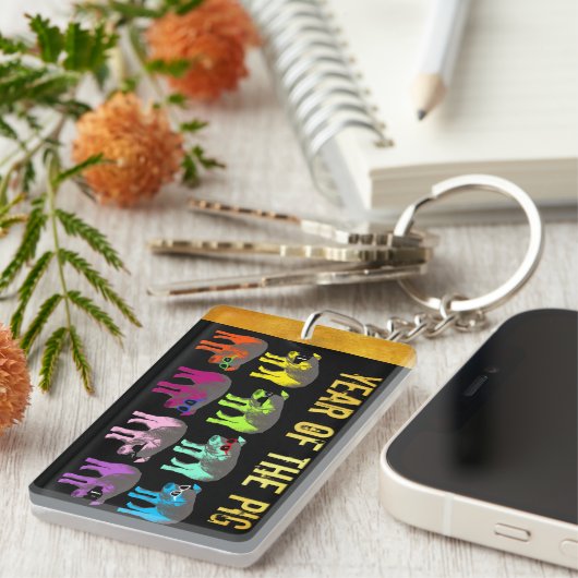 Schwein Chinesisches Neujahr Zodiac Geburtsname Sc Schlüsselanhänger (Vorderseite rechts)