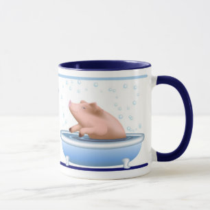 Schwein, das Bad nimmt Tasse