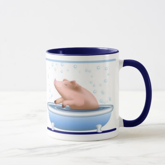 Schwein, das Bad nimmt Tasse (Rechts)