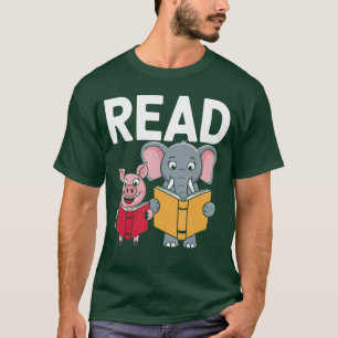 Schwein Elefant liest süßes Buch Liebhaber Bücherw T-Shirt