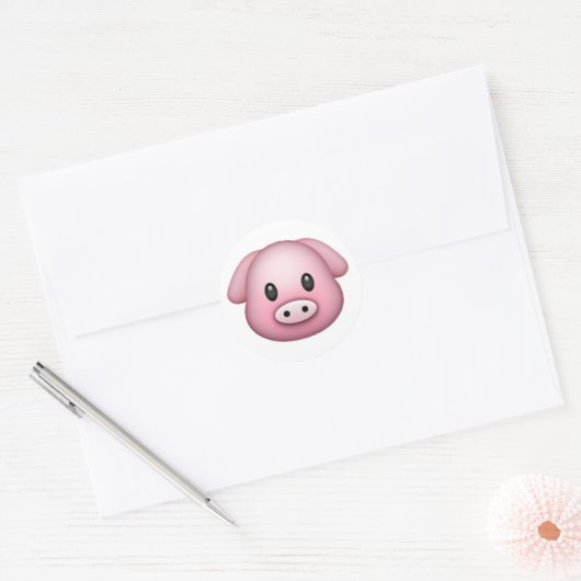 Schwein - Emoji Runder Aufkleber (Umschlag)