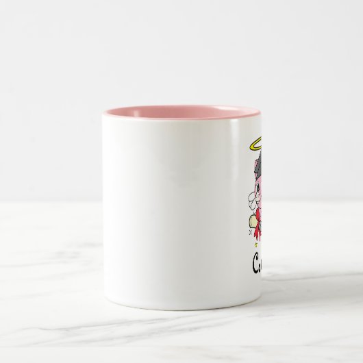 Schwein-Engels-Abschluss-Glückwünsche Zweifarbige Tasse (Mittel)