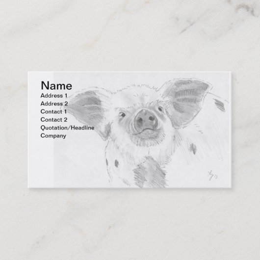Schwein-Ferkel-Bleistift, der Skizze-Bauern Visitenkarte (Vorderseite)