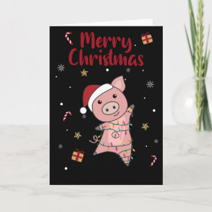 Schwein Frohe Weihnachten Tiere Schweine Karte