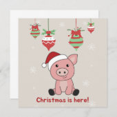 Schwein Frohe Weihnachtstiere Schweine Einladung (Vorne/Hinten)