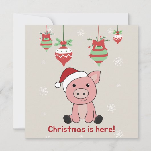 Schwein Frohe Weihnachtstiere Schweine Einladung (Vorderseite)