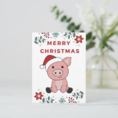 Schwein Frohe Weihnachtstiere Schweine Feiertagspostkarte (Stehend Vorderseite)