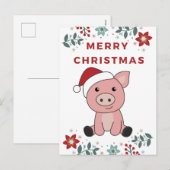 Schwein Frohe Weihnachtstiere Schweine Feiertagspostkarte (Vorne/Hinten)