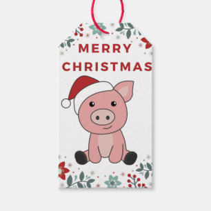 Schwein Frohe Weihnachtstiere Schweine Geschenkmar Geschenkanhänger