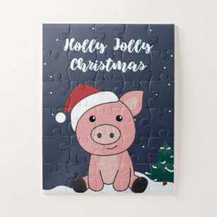 Schwein Frohe Weihnachtstiere Schweine Jigsaw Puzz Puzzle
