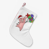 Schwein Frohe Weihnachtstiere Schweine Kleidergesi Kleiner Weihnachtsstrumpf (Vorderansicht (hängend))