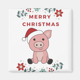 Schwein Frohe Weihnachtstiere Schweine Magnet