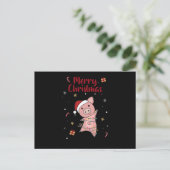 Schwein Frohe Weihnachtstiere Schweine Postkarte (Stehend Vorderseite)