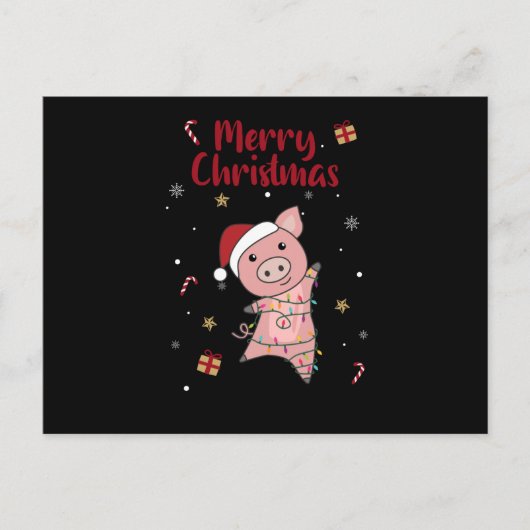 Schwein Frohe Weihnachtstiere Schweine Postkarte (Vorderseite)