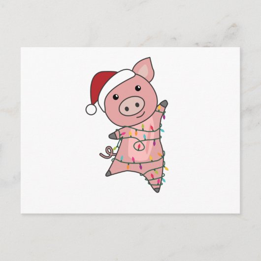 Schwein Frohe Weihnachtstiere Schweine Postkarte (Vorderseite)
