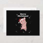 Schwein Frohe Weihnachtstiere Schweine Postkarte (Vorne/Hinten)