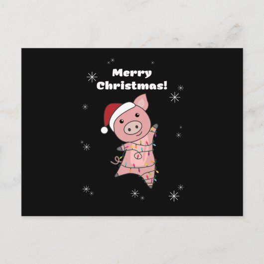 Schwein Frohe Weihnachtstiere Schweine Postkarte (Vorderseite)