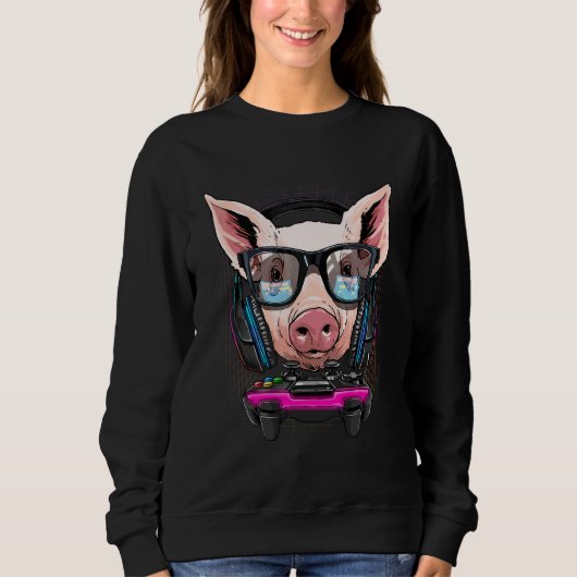 Schwein Gamer PC Computer Videospiel Streaming Gam Sweatshirt (Vorderseite)
