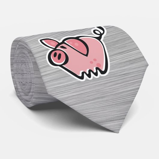 Schwein; Gebürsteter Metallblick Krawatte (Gerollt)